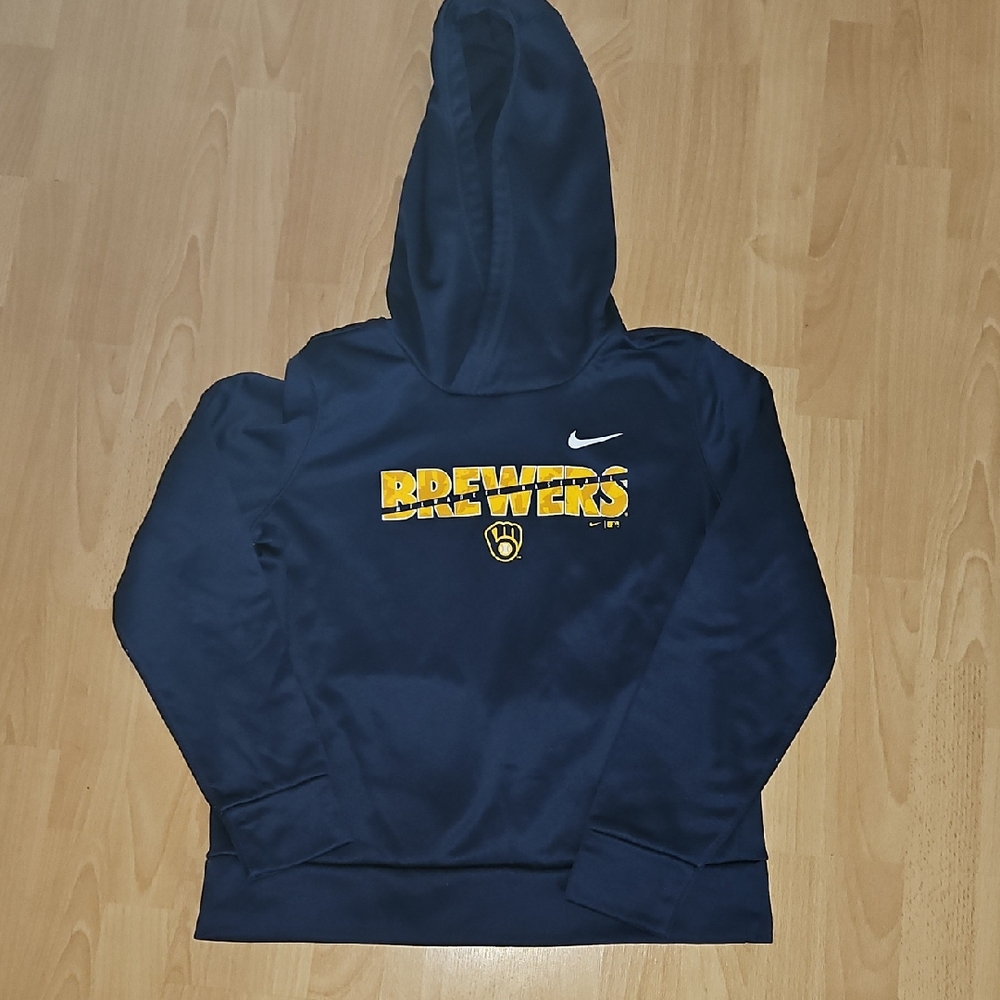 Nike Women's Navy Hoodie with Brewers Logo